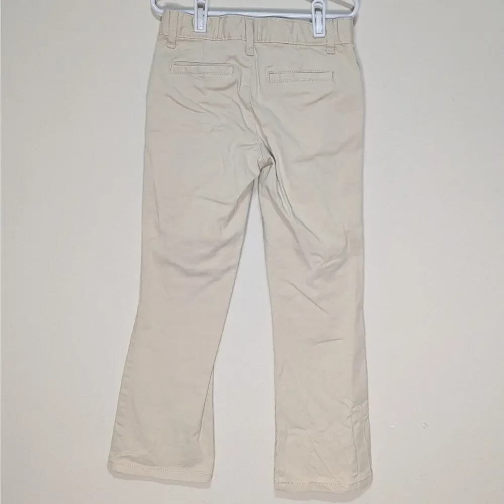 Children's Place Khaki Girls Uniform Flat Front 2-Pocket Flare Pants Size 6